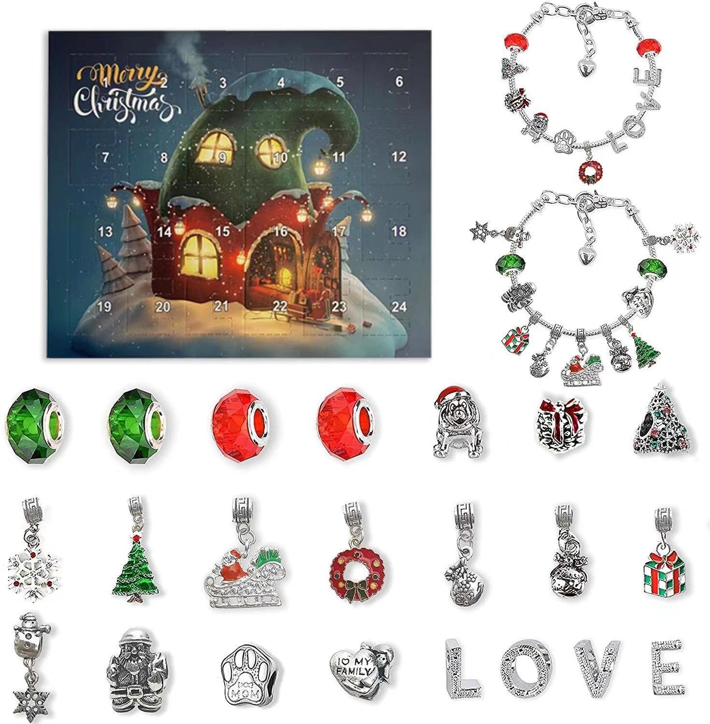 (🎁Early Christmas Sale- 48% OFF🎁) 24 Days Countdown Calendar DIY Christmas Advent Calendar Bracelets Set