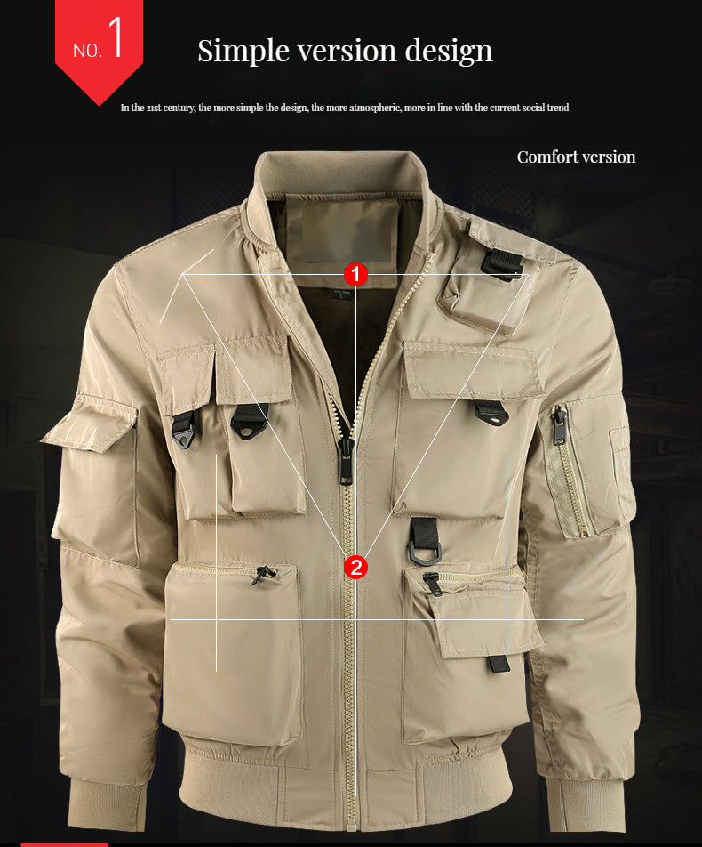 Mountain camping casual jacket functional outdoor multi-pocket jacket waterproof jacket