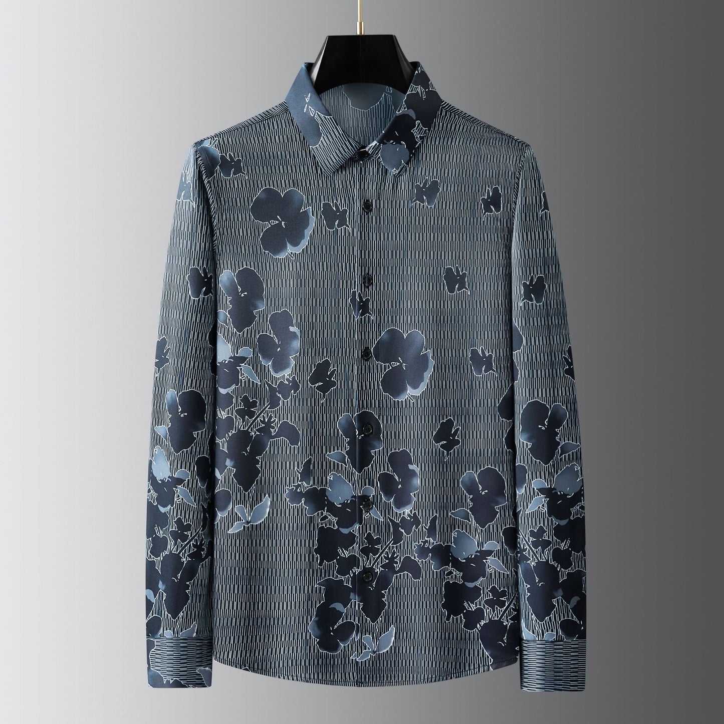 Men's floral digital print long sleeve shirt