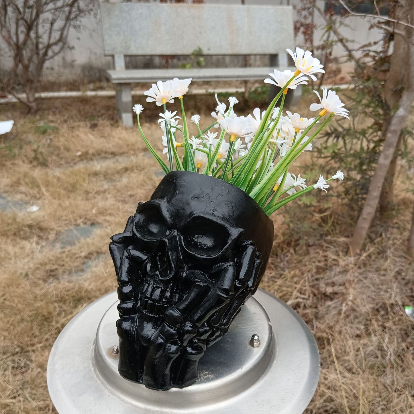 Happy Skull Horror Planter - Unique Plant Pot, Witchy/Goth Decor Bedroom & Home