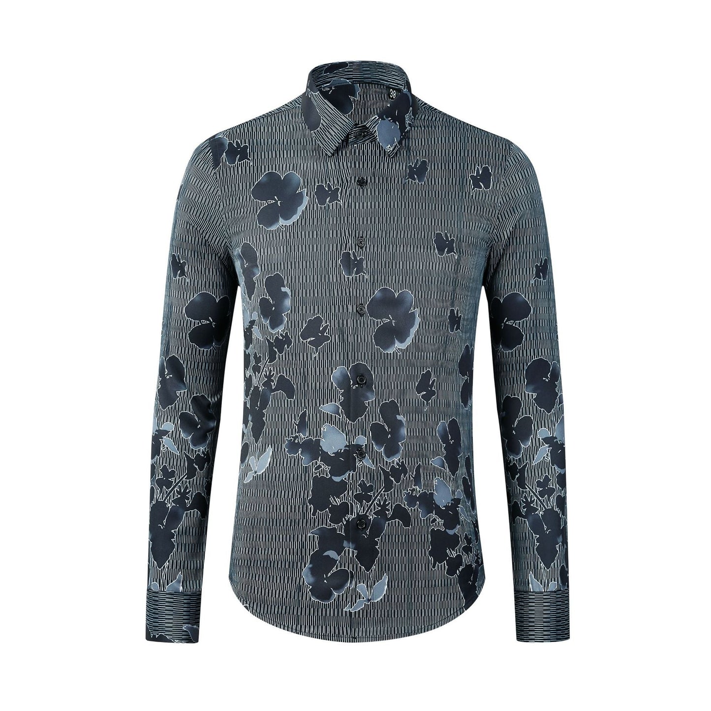 Men's floral digital print long sleeve shirt