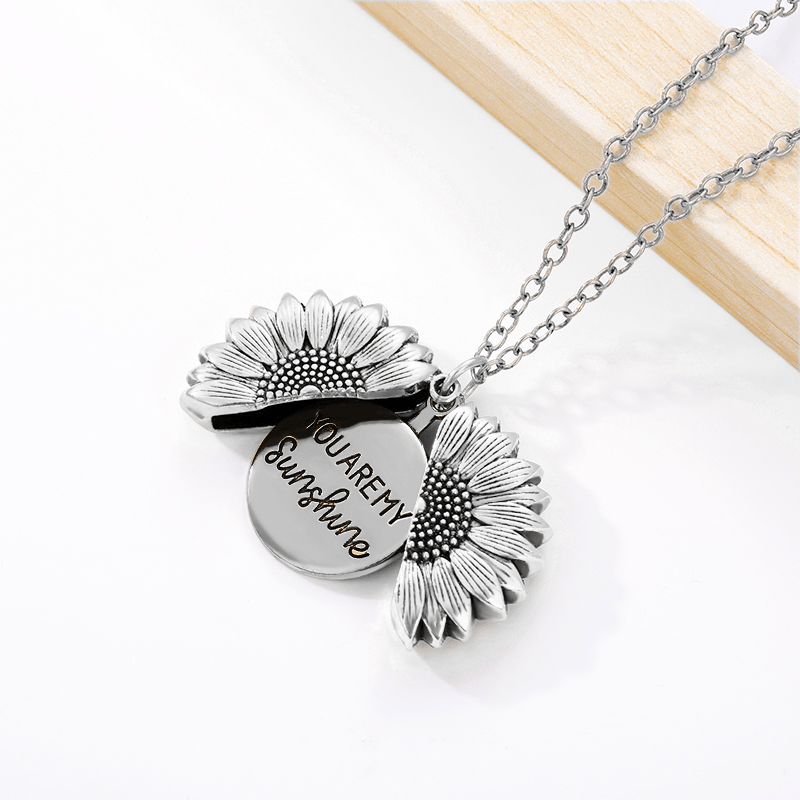 ourhomemarketTM-🔥🌞"You Are My Sunshine" Sunflower Necklace🌻(Double-sided engraving)