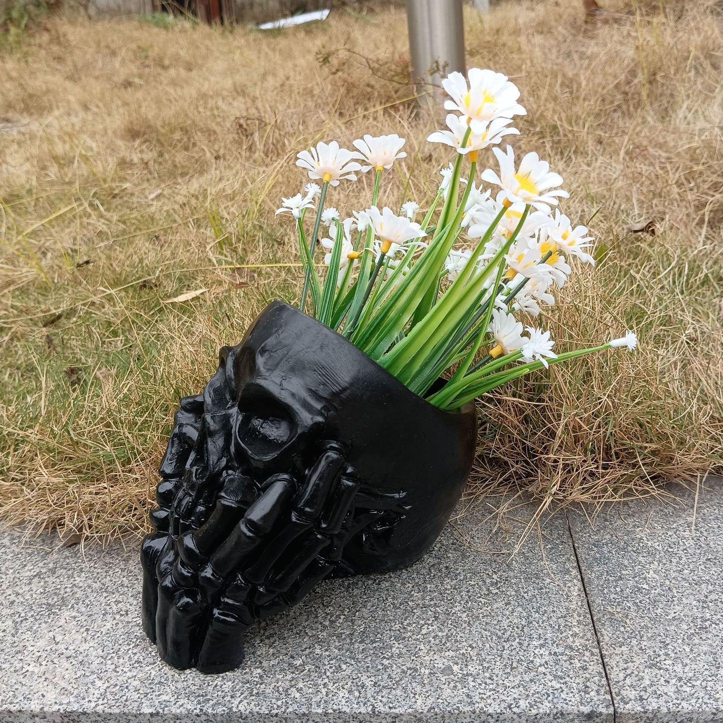 Happy Skull Horror Planter - Unique Plant Pot, Witchy/Goth Decor Bedroom & Home