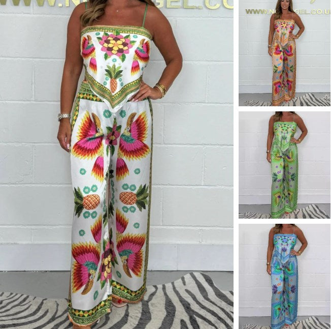 Spaghetti Strap Printed Top & Loose Women's Pants 2-Piece Set -๐ New Arrival 50% OFF๐