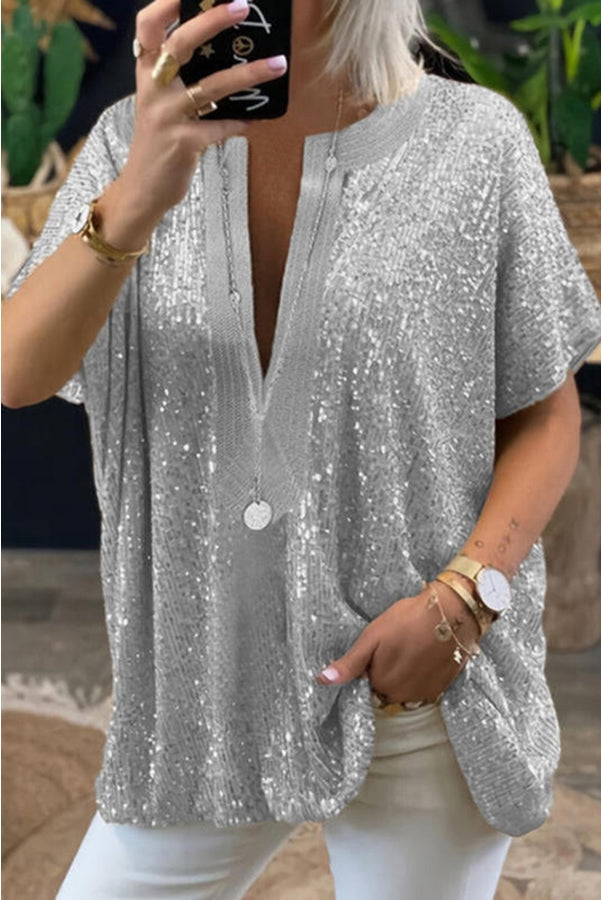 Lilipretty Sparkling Evening Sequin Loose Fit Top