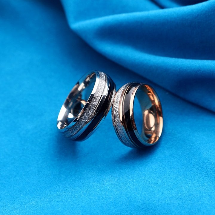 Purple Agate Meteorite Rose Gold Tungsten Carbide Ringš„(BUY 1 GET 1 FREE)