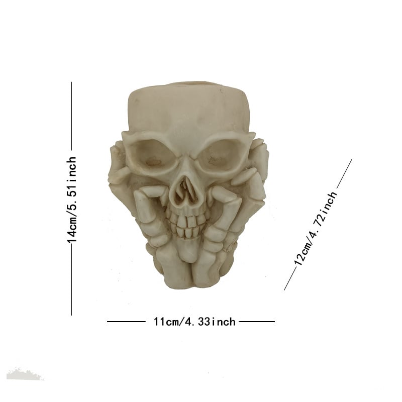 Happy Skull Horror Planter - Unique Plant Pot, Witchy/Goth Decor Bedroom & Home