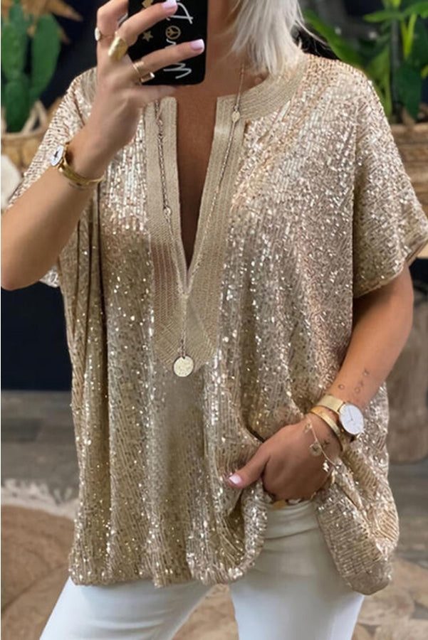 Lilipretty Sparkling Evening Sequin Loose Fit Top