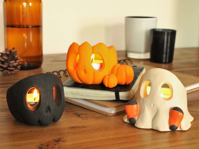 🎃Skull, Pumpkin & Ghost Candle Holder