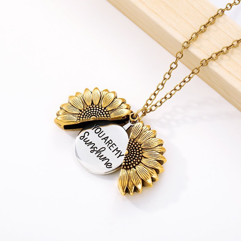 ourhomemarketTM-🔥🌞"You Are My Sunshine" Sunflower Necklace🌻(Double-sided engraving)