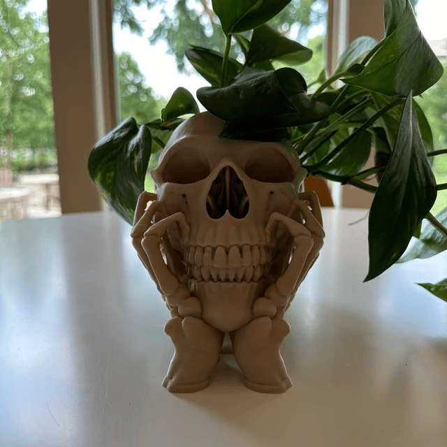 Happy Skull Horror Planter - Unique Plant Pot, Witchy/Goth Decor Bedroom & Home