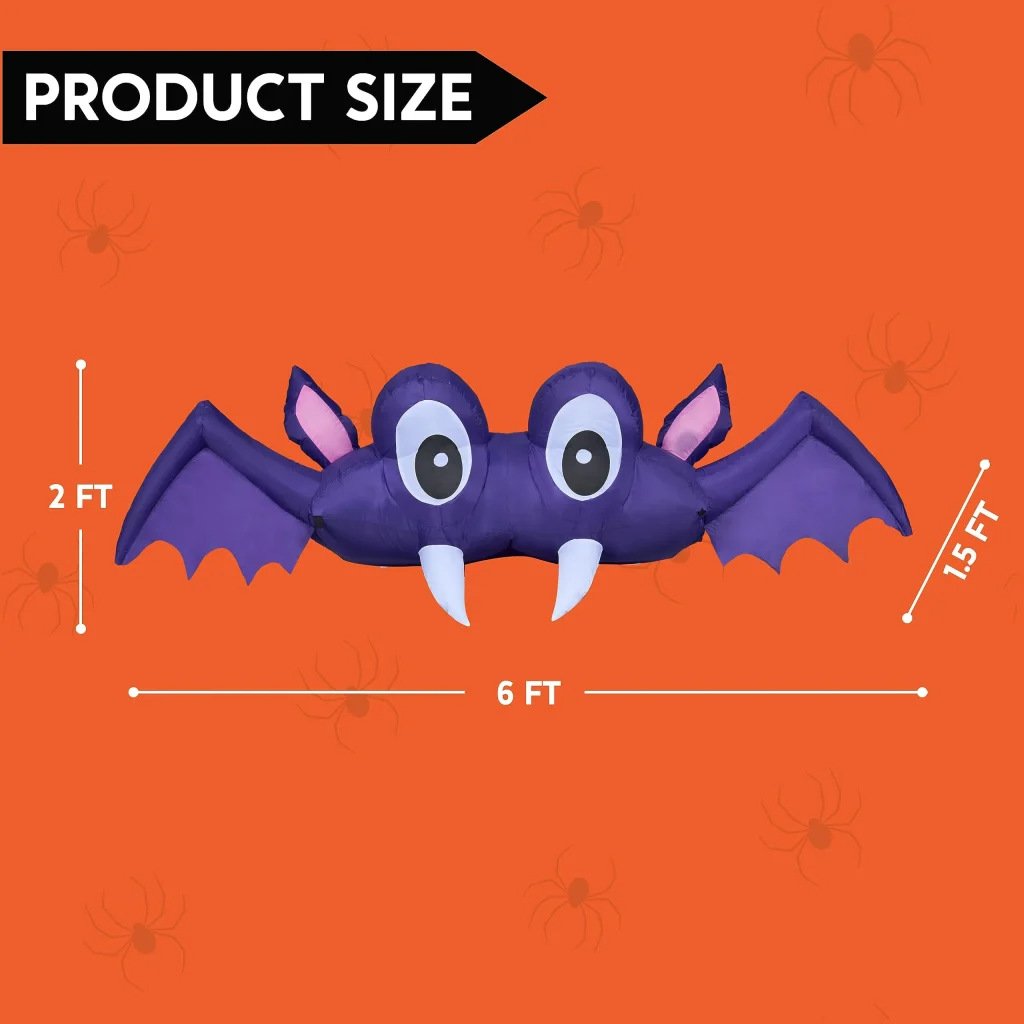 😈Halloween Inflatable Bat Car Trunk Decor with Built-in LEDs