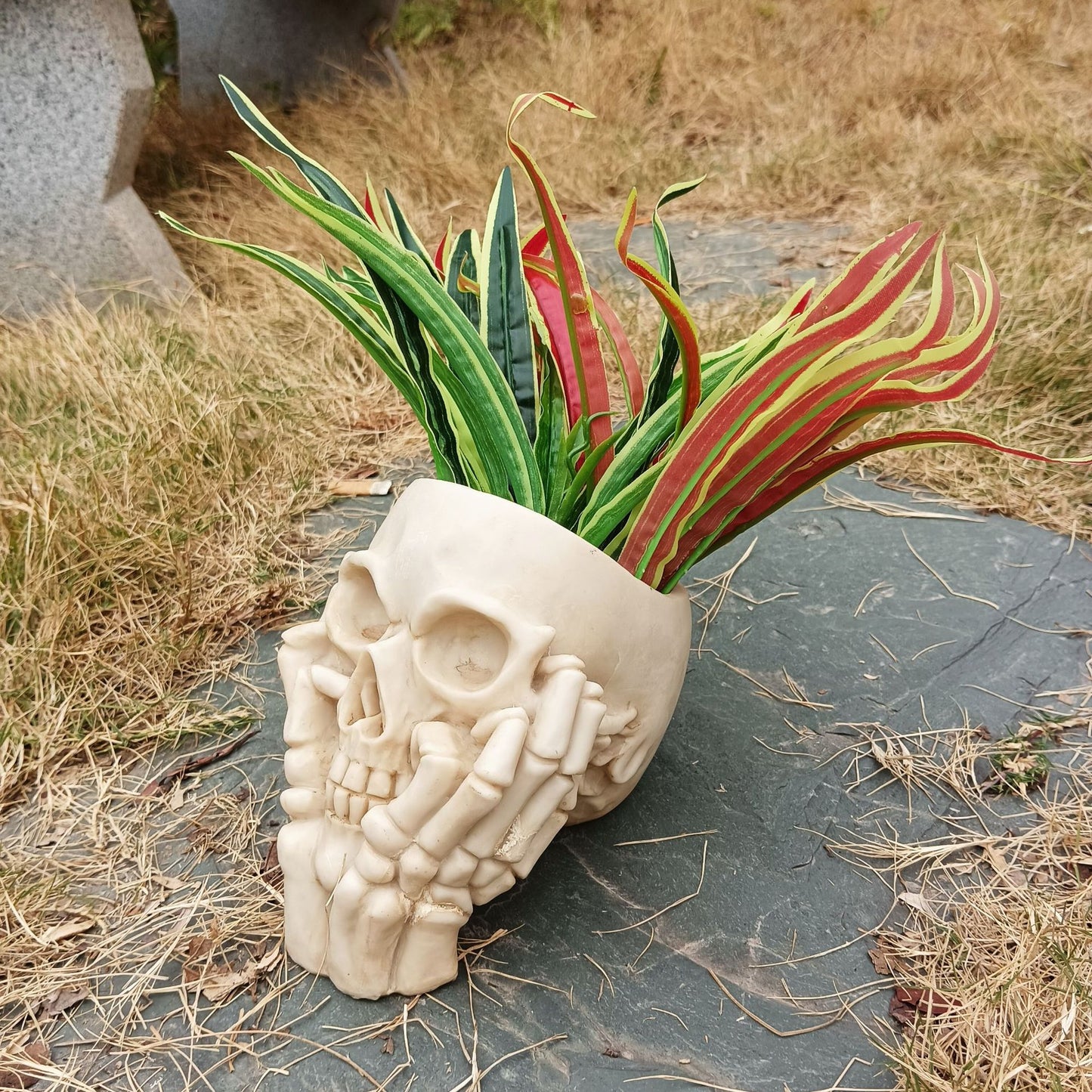 Happy Skull Horror Planter - Unique Plant Pot, Witchy/Goth Decor Bedroom & Home