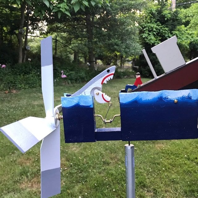 JAWS Disaster Whirligig - Funny Garden Decor