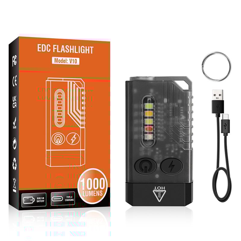 Small Powerful EDC Flashlight with Red UV Blue Light -Super Bright 900LM