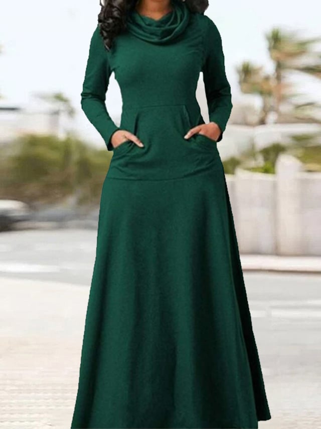Women's Elegant Scarf Collar Long Dress