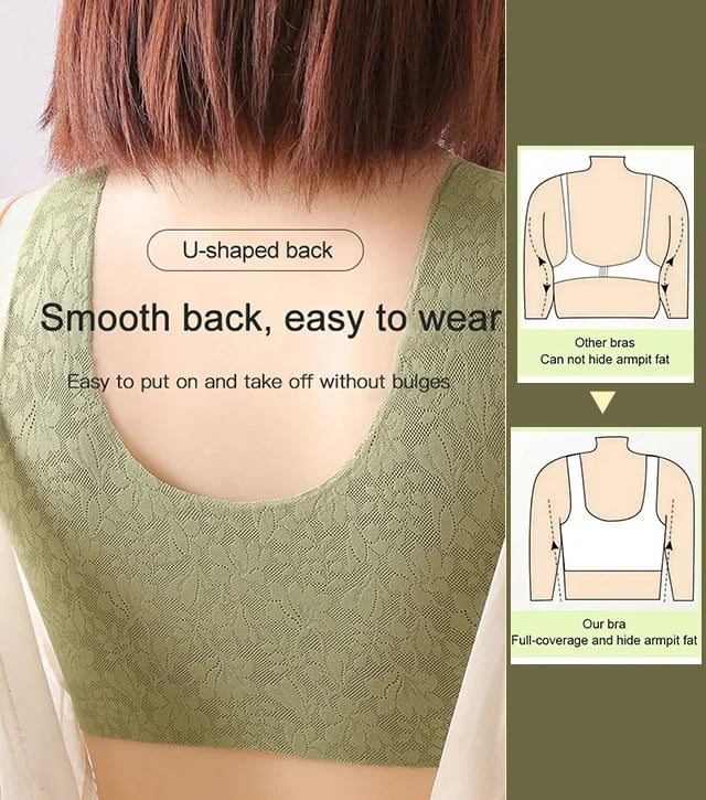 Plus Size Jacquard Lace Button Front Comfy Bra (Four piece set)