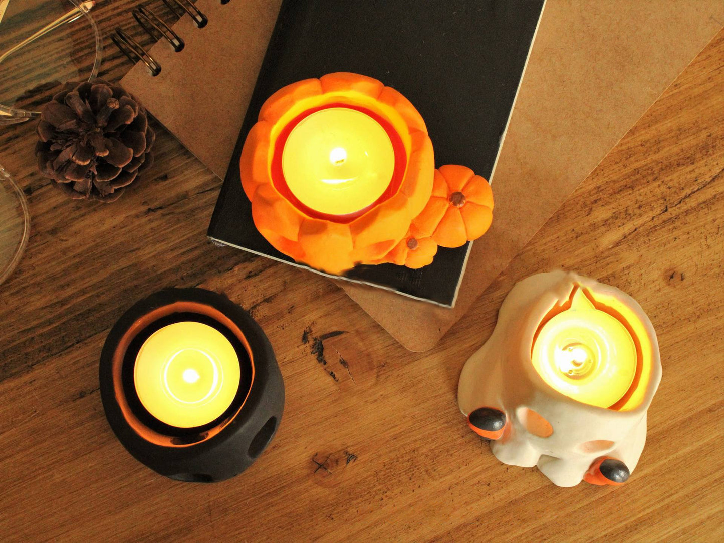 🎃Skull, Pumpkin & Ghost Candle Holder