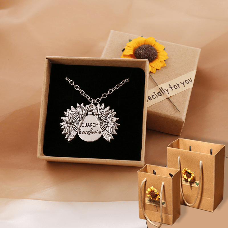 ourhomemarketTM-🔥🌞"You Are My Sunshine" Sunflower Necklace🌻(Double-sided engraving)