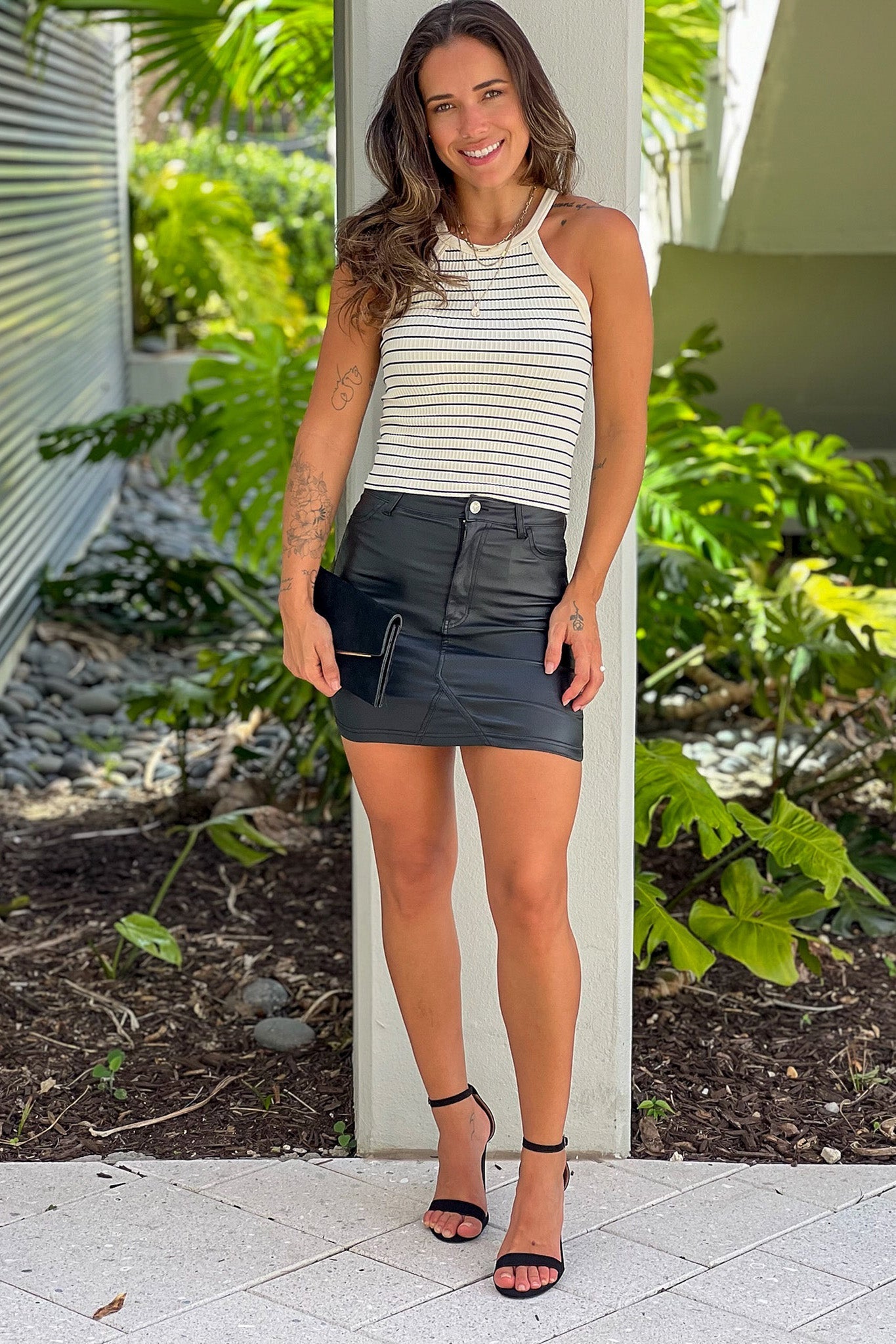 Cream Striped Tank Top