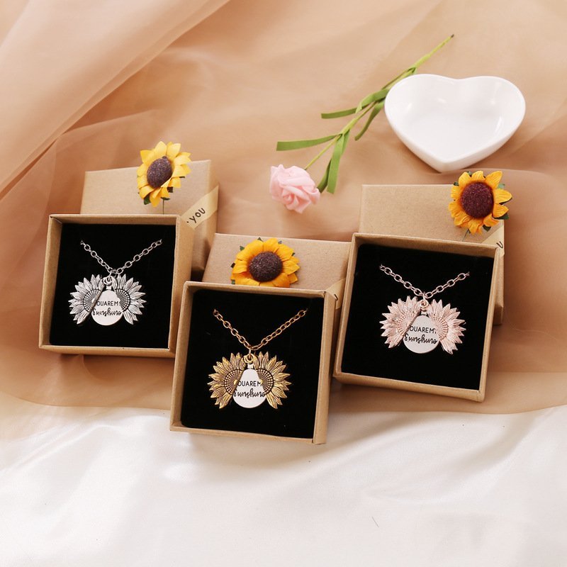 ourhomemarketTM-🔥🌞"You Are My Sunshine" Sunflower Necklace🌻(Double-sided engraving)