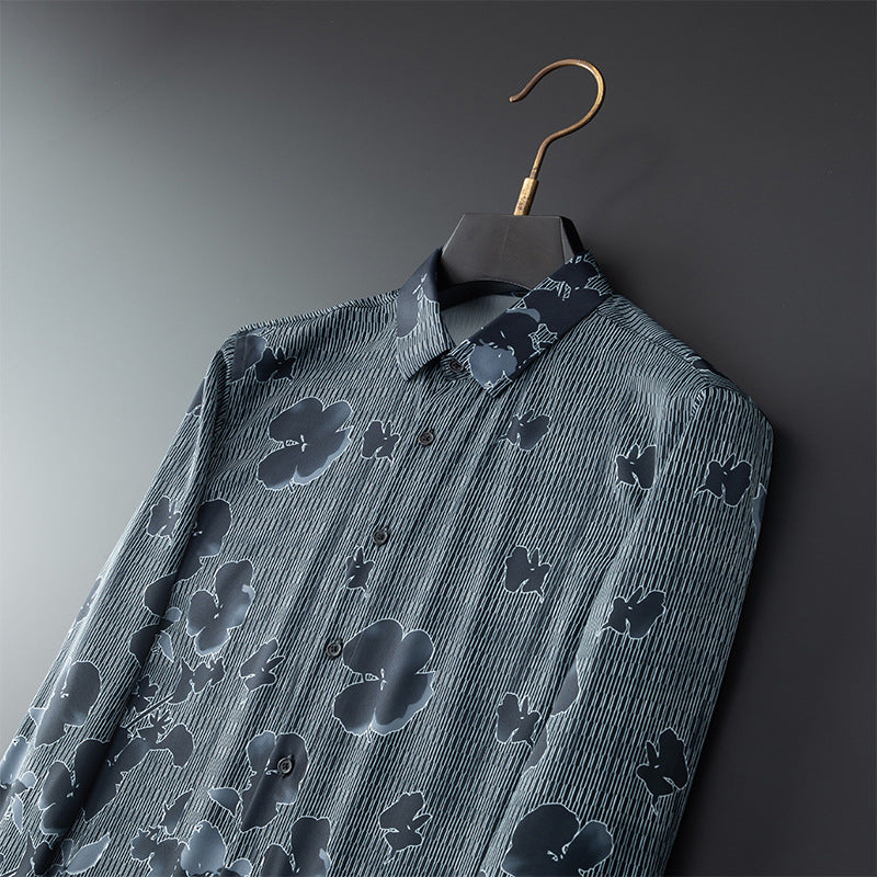 Men's floral digital print long sleeve shirt