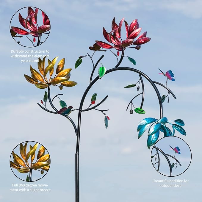 ourhomemarketTM-OFF -Beautiful Summer Multi Colored Flowers Wind Spinner