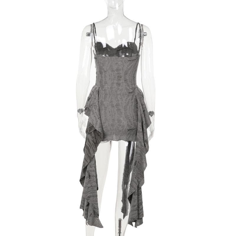 Textured ruffle ruched cami mini dress