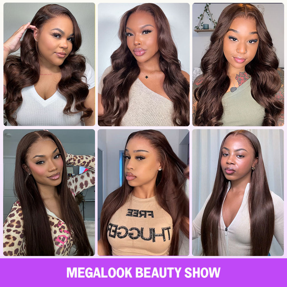 Chocolate Brown Glueless Wigs Straight With Drawstring 100% Human Hair Wig