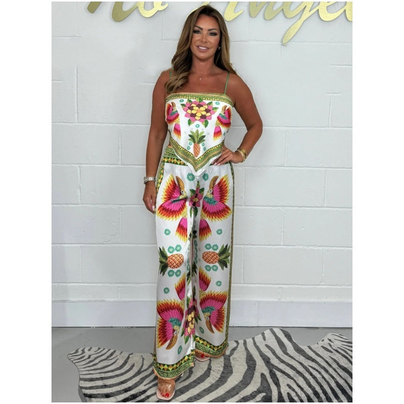 Spaghetti Strap Printed Top & Loose Women's Pants 2-Piece Set -๐ New Arrival 50% OFF๐