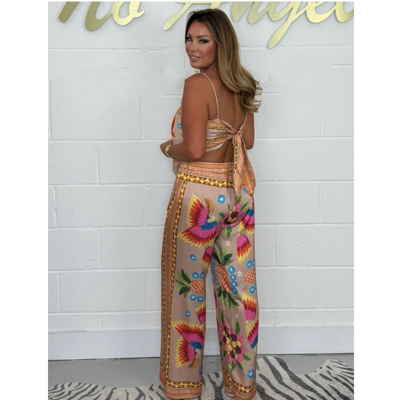 Spaghetti Strap Printed Top & Loose Women's Pants 2-Piece Set -๐ New Arrival 50% OFF๐
