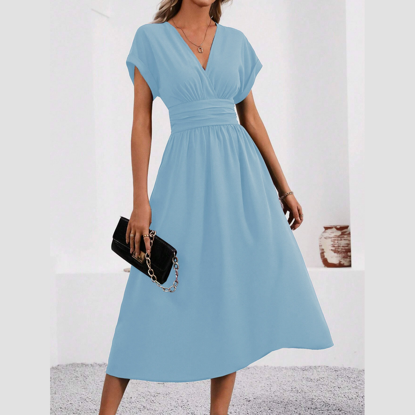 Women's V-neck Nipped-in Waist Dress