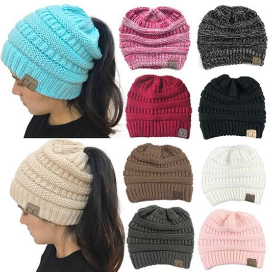 Fashion Soft Knit Ponytail Beanie