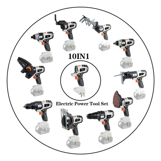 🧰18V Cordless 10-in-1 Multi-Function Power Tool Set