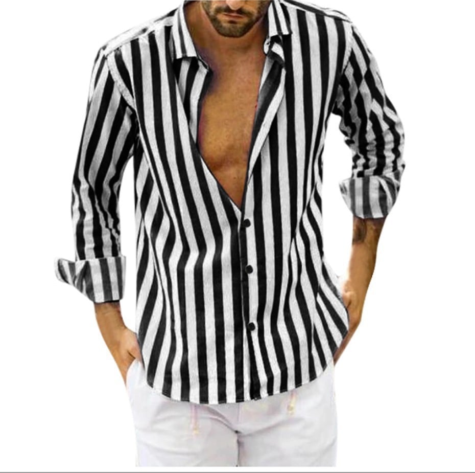 🔥Spring summer men's cotton linen striped button shirt-BUY 2 FREE SHIPPING