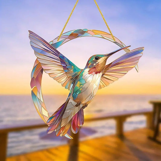 💖 Hummingbird Suncatcher Colorful Window Hanging (Acrylic double-sided printing)