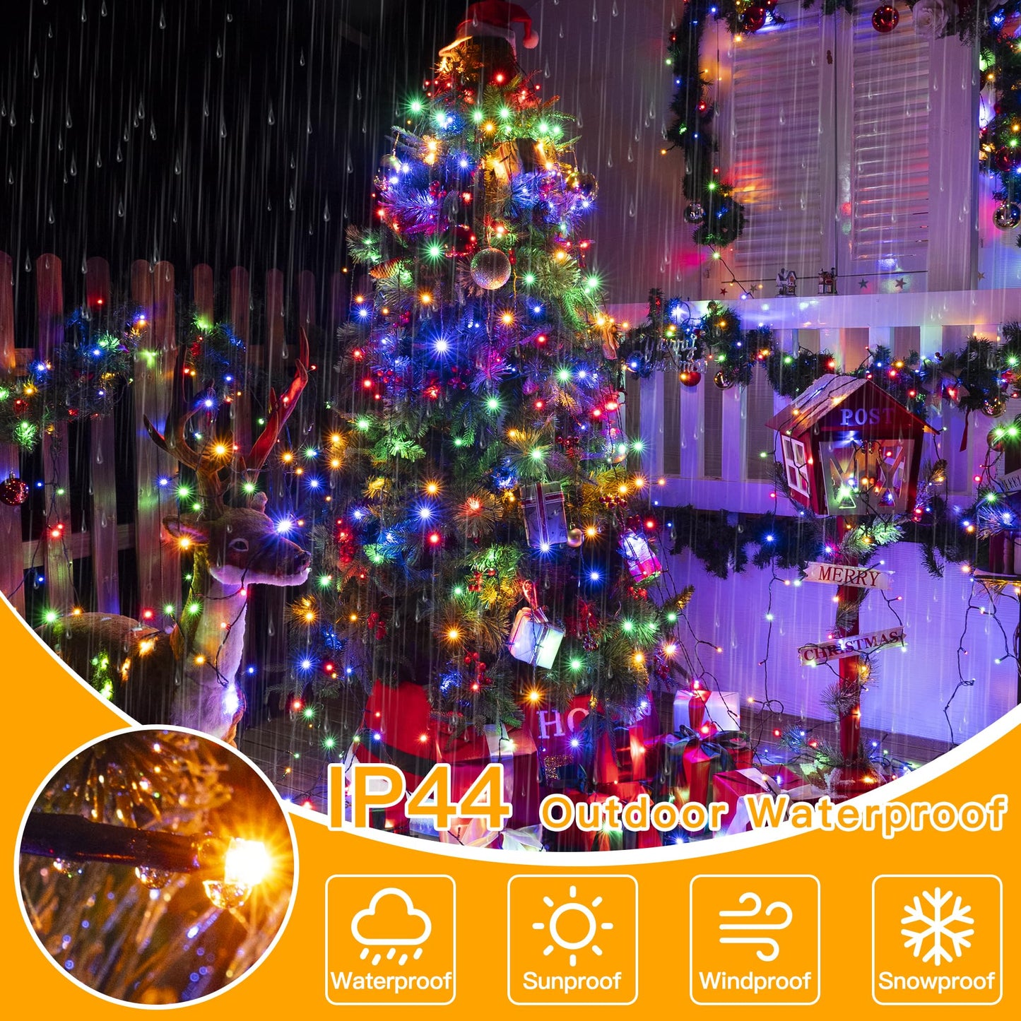 🎄Holiday Pre-Sale🔥Waterproof Christmas Tree Waterfall Lights with Ring