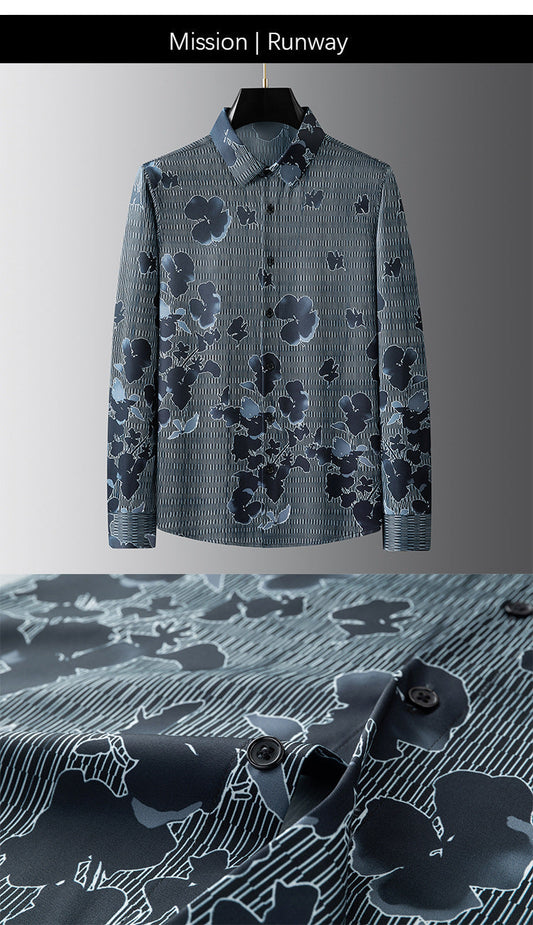 Men's floral digital print long sleeve shirt