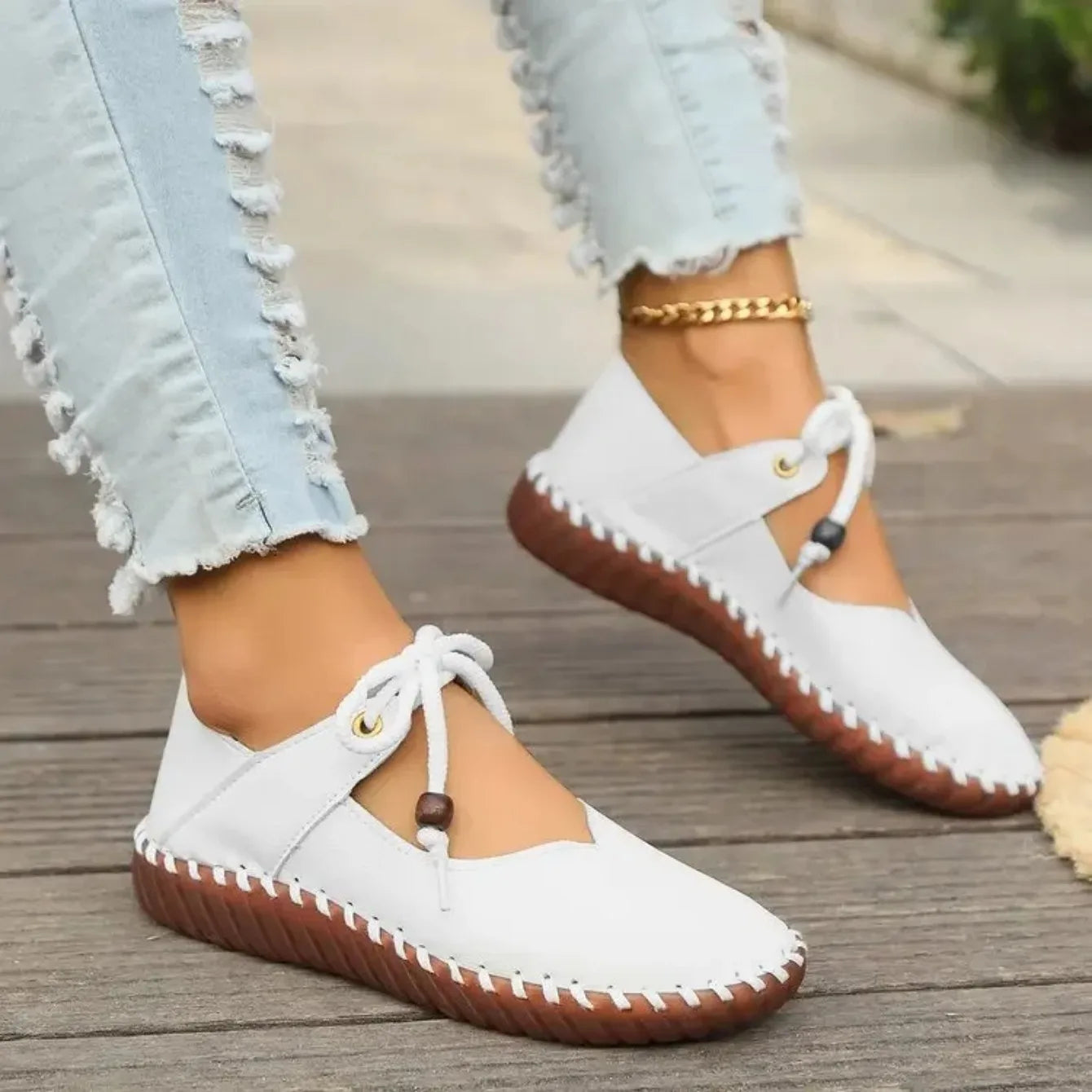 Boho Chic Leather Flats