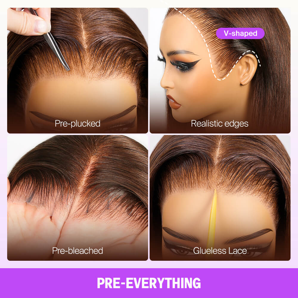 Chocolate Brown Glueless Wigs Straight With Drawstring 100% Human Hair Wig