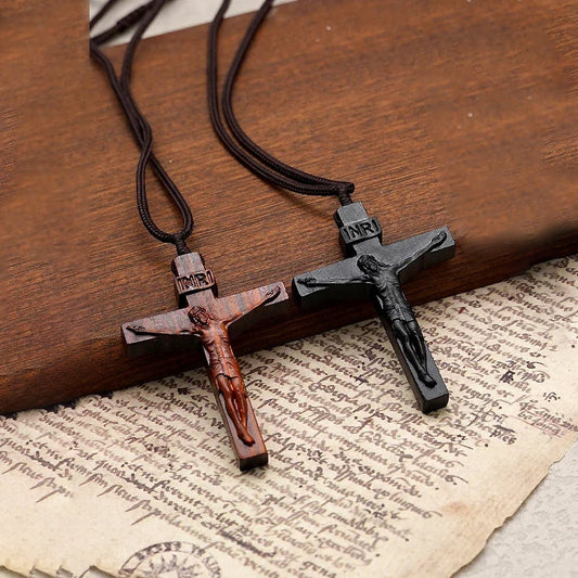😍Last day! 💥Special offer - Jesus Cross Wooden Necklace