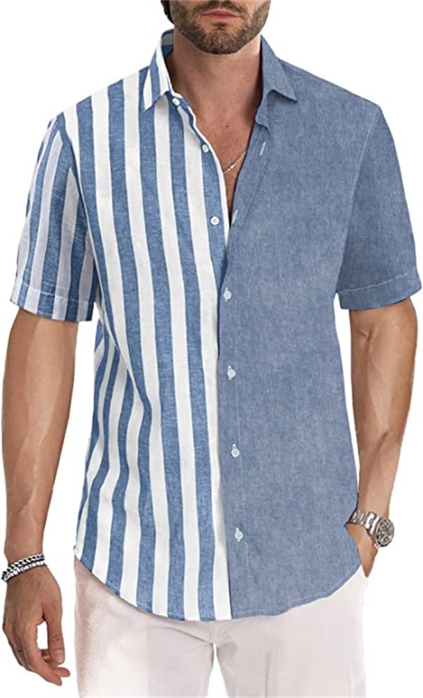 🔥Spring summer men's cotton linen striped button shirt-BUY 2 FREE SHIPPING