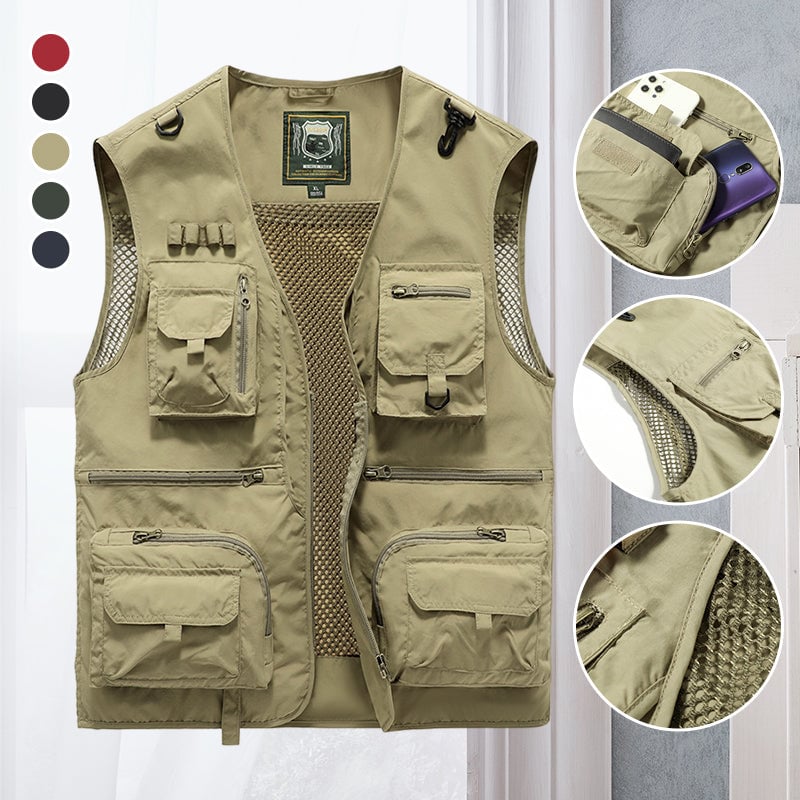 Breathable Mesh Zip Cargo Vest