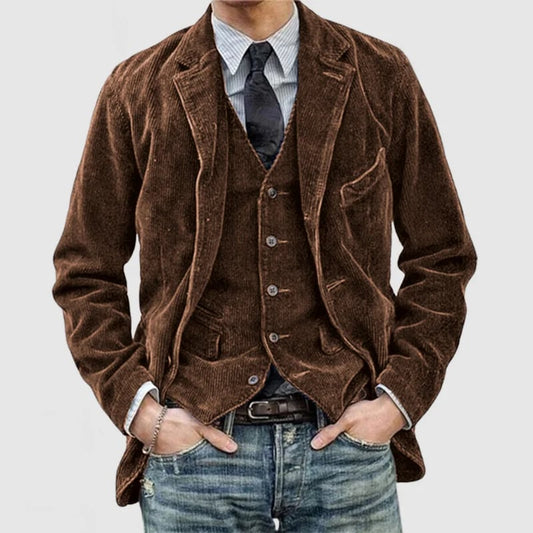 Men's Vintage Corduroy Lapel Jacket[Free shipping]