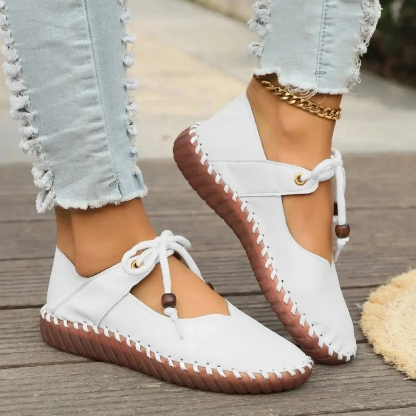 Boho Chic Leather Flats