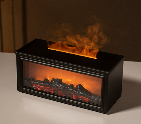 🔥Flame Fireplace Aroma  Diffuser Humidifier Night Light Aromatherapy Timer Gift Atmosphere