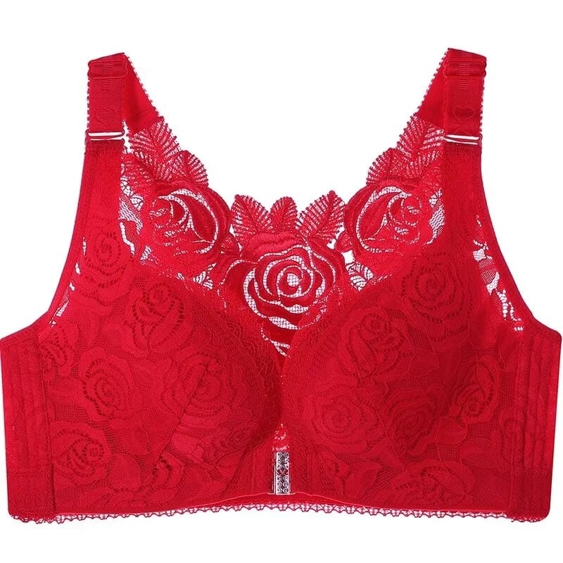 (🔥2022 NEW YEAR PROMOTION🔥) Rose Embroidery Front Closure Wirefree Bra🧡