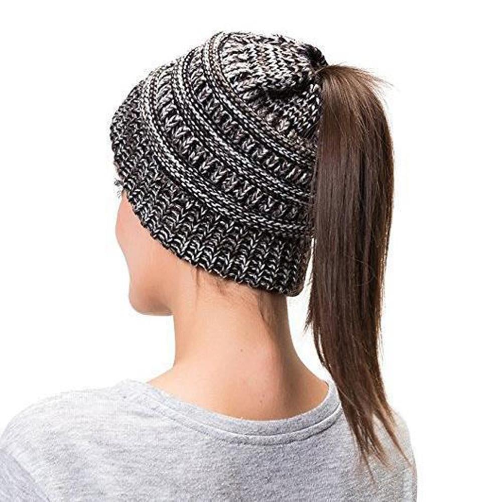 Fashion Soft Knit Ponytail Beanie