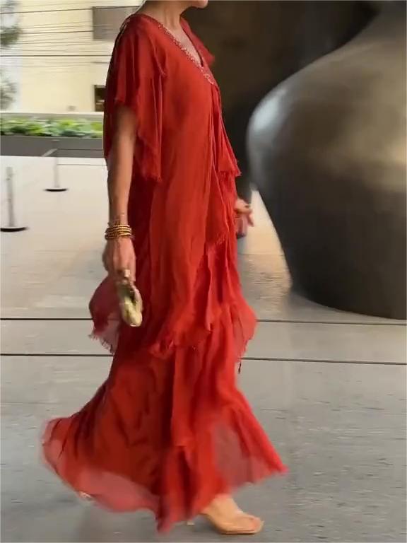 Promotion🔥Elegant V-neck Maxi Dress(BUY 2 FREE SHIPPING)