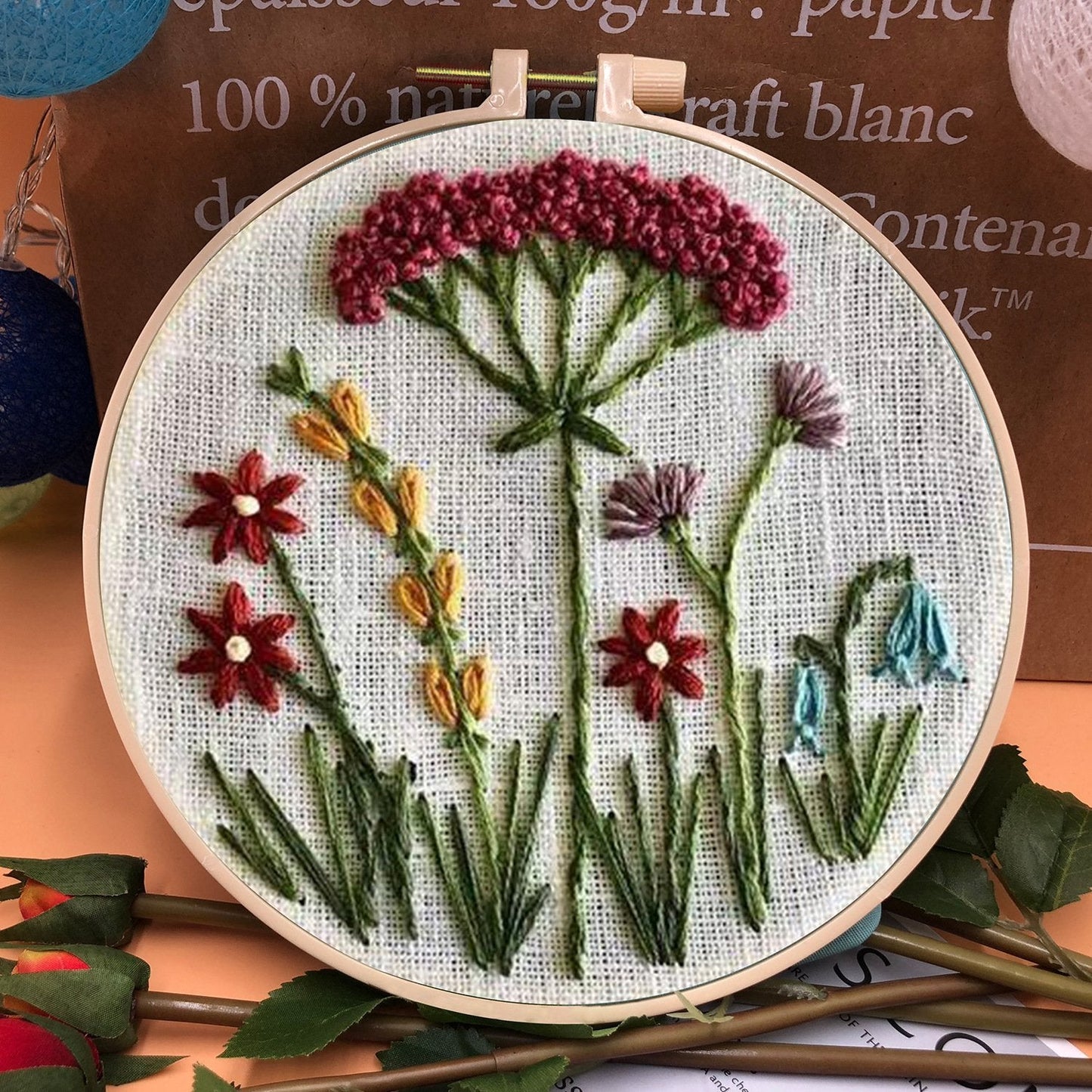 💐Embroidery  Hoop Flower Kit for Beginner